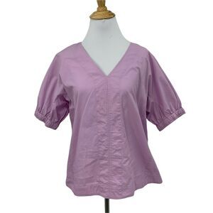 Donna Karan New York Blouse Women's Size S Orchid Boxy Mid Bracelet Sleeves Top